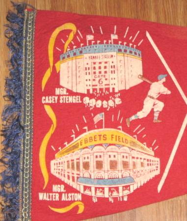 1955 WORLD SERIES PENNANT- YANKEES/DODGERS- UNCUT