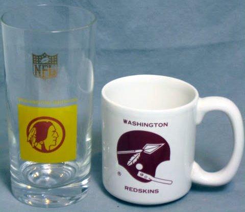 VINTAGE WASHINGTON REDSKINS MUG & GLASS