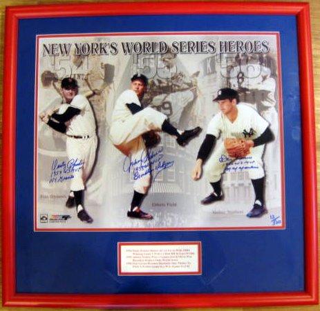 NEW YORK'S WORLD SERIES HEROES SIGNED & FRAMED COLLAGE