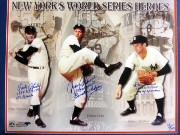 NEW YORK'S WORLD SERIES HEROES SIGNED & FRAMED COLLAGE