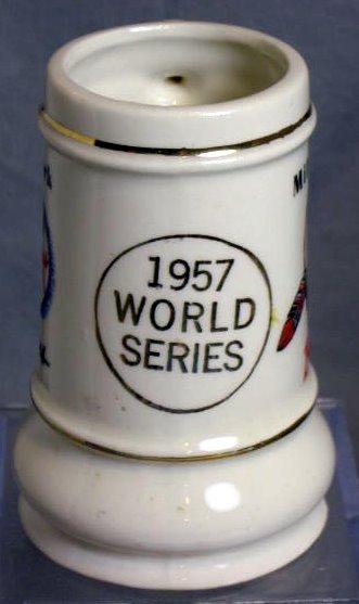 1957 MILWAUKEE BRAVES BALL BANK & MUG