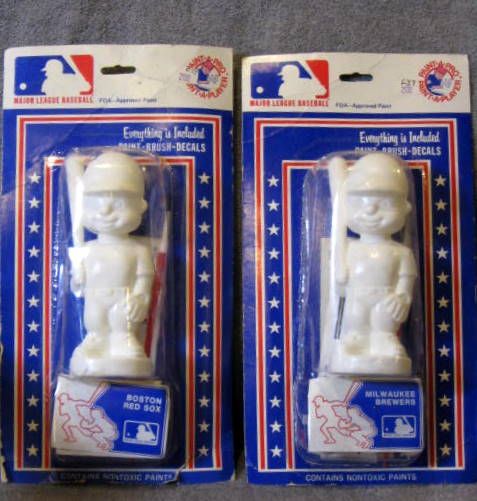 VINTAGE PAINT-A PRO BASEBALL STATUES- RED SOX & BREWERS