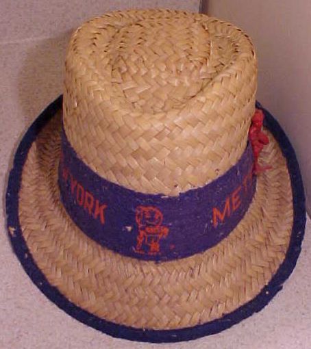 1960's  NEW YORK METS STRAW HAT WITH MR. MET