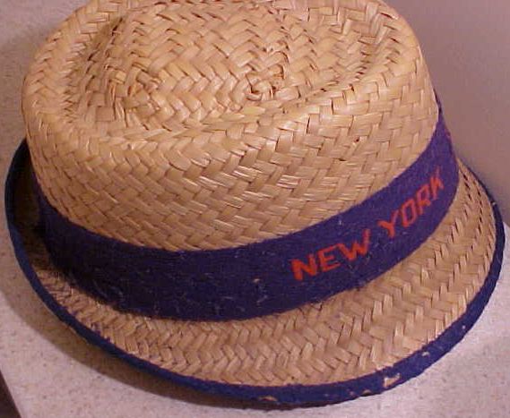 1960's  NEW YORK METS STRAW HAT WITH MR. MET