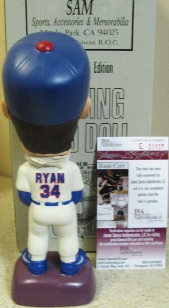 SAMS 1995 NOLAN RYAN AUTOGRAPH TEXAS RANGERS BOBBLE HEAD W/JSA COA