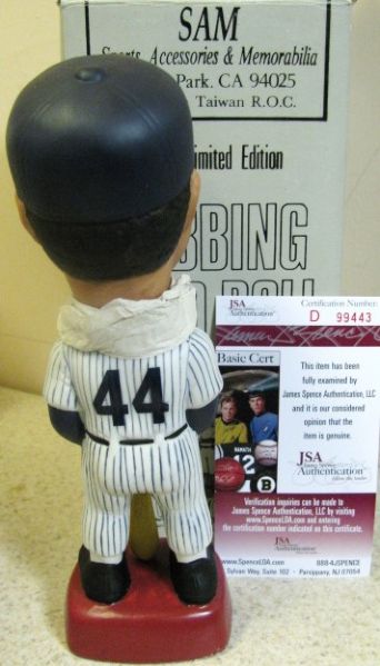 SAMS 1992 REGGIE JACKSON AUTOGRAPH NY YANKEES BOBBLE HEAD W/JSA COA