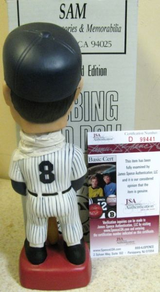 SAMS 1992 YOGI BERRA AUTOGRAPH NY YANKEES BOBBLE HEAD W/JSA COA