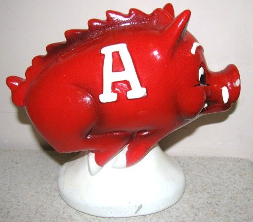 60'S ARKANSAS RAZORBACKS MASCOT FOOTBALL BANK