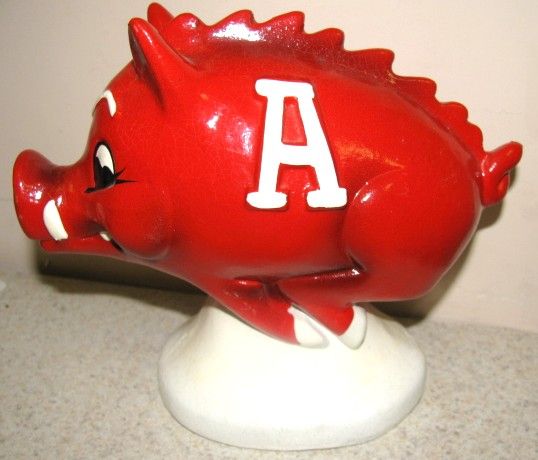 60'S ARKANSAS RAZORBACKS MASCOT FOOTBALL BANK