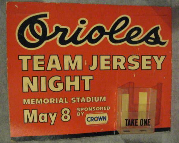 VINTAGE BALTIMORE ORIOLES DIE-CUT ADVERTISING SIGN