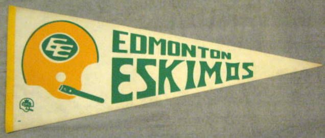 Vintage CFL EDMONTON Eskimos Sports Team Pennant VG+