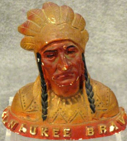 VINTAGE MILWAUKEE BRAVES MASCOT BUST STATUE