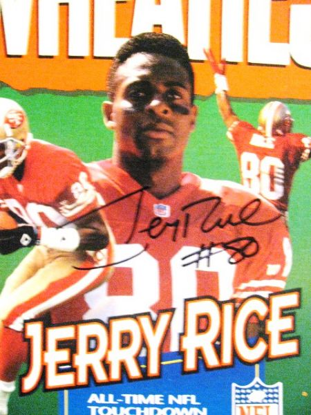 JERRY RICE #80 SIGNED WHEATIES BOX W/COA