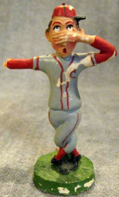 miniature baseball player figurines