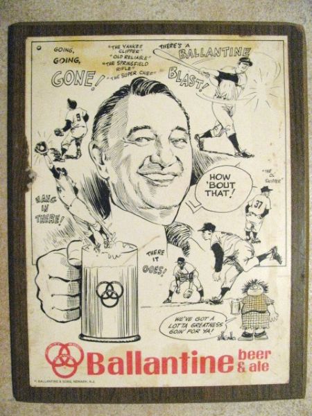 60'S BALLANTINE BEER AND ALE BASEBALL ADVERTISEMENT