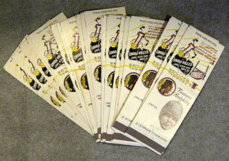 VINTAGE WASHINGTON REDSKINS PLAYER MATCH BOOK COVERS - COMPLETE SET OF 20