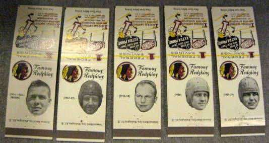 VINTAGE WASHINGTON REDSKINS PLAYER MATCH BOOK COVERS - COMPLETE SET OF 20