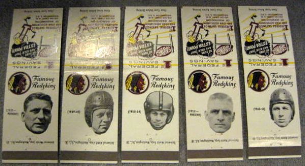 VINTAGE WASHINGTON REDSKINS PLAYER MATCH BOOK COVERS - COMPLETE SET OF 20