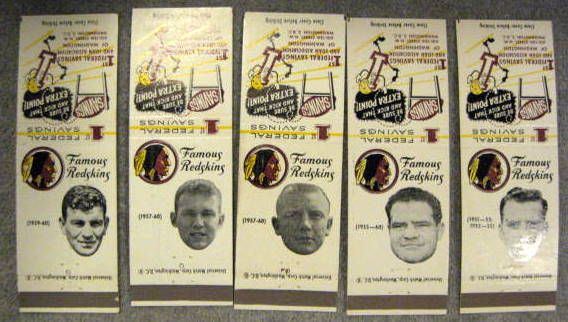 VINTAGE WASHINGTON REDSKINS PLAYER MATCH BOOK COVERS - COMPLETE SET OF 20