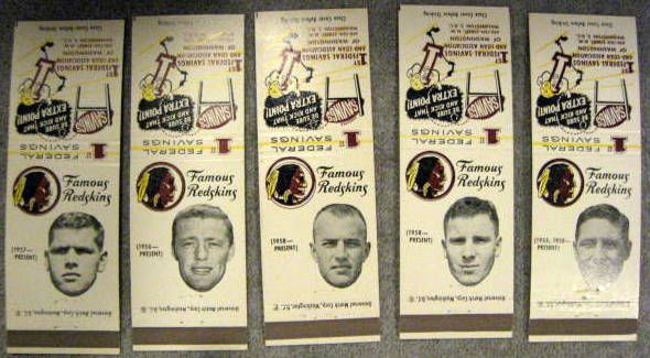 VINTAGE WASHINGTON REDSKINS PLAYER MATCH BOOK COVERS - COMPLETE SET OF 20