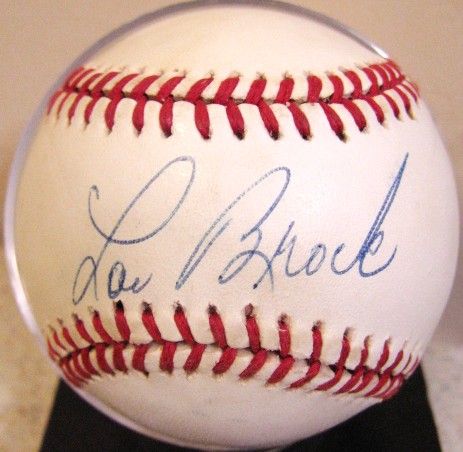 LOU BROCK SIGNED BASEBALL w/JSA COA