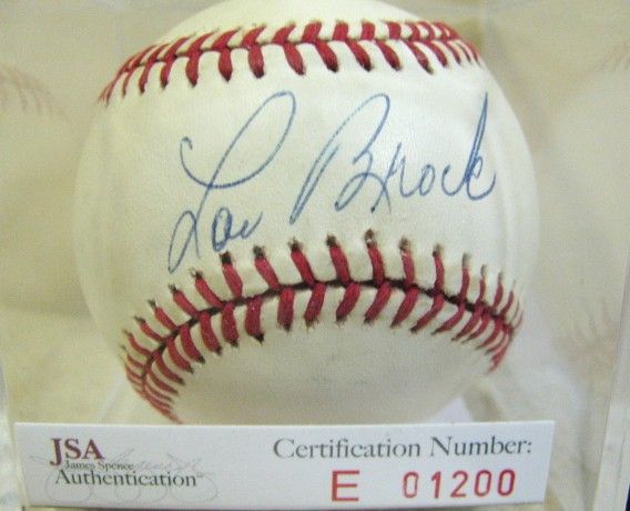 LOU BROCK SIGNED BASEBALL w/JSA COA