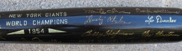 1954 N.Y. GIANTS WORLD CHAMPIONS BLACK BAT SIGNED BY WILLIE MAYS w/JSA LOA