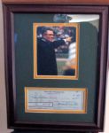 1959 VINCE LOMBARDI SIGNED "GREEN BAY PACKERS" CHECK - FRAMED
