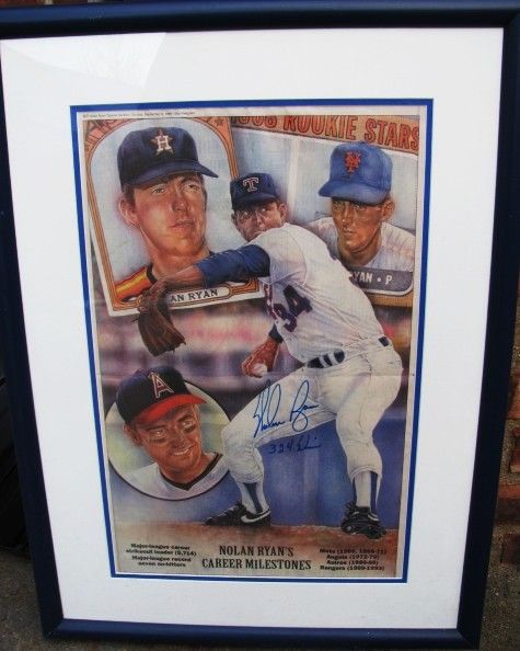 NOLAN RYAN SIGNED CAREER MILESTONES NEWSPAPER w/JSA COA