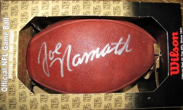 JOE NAMATH SIGNED FOOTBALL w/COA SCORE BOARD