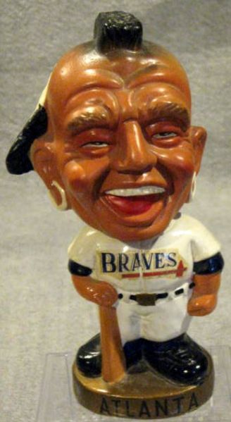 60's ATLANTA BRAVES GOLD BASE' BOBBING HEAD- UNUSUAL VARIATION