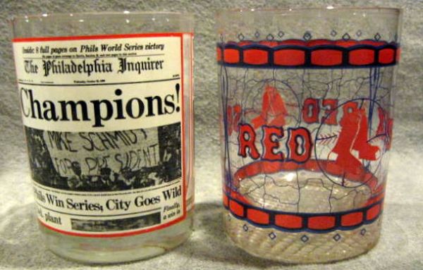 VINTAGE BASEBALL GLASSES - w/1980 PHILLIES CHAMPS