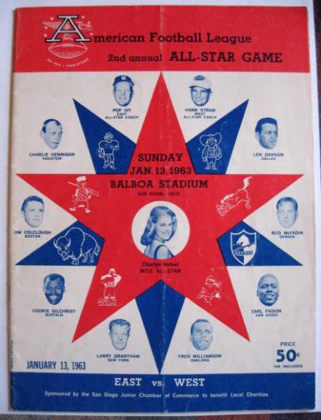 JANUARY 13, 1963 AFL ALL-STAR GAME PROGRAM- 2nd YEAR!