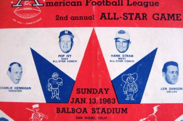 JANUARY 13, 1963 AFL ALL-STAR GAME PROGRAM- 2nd YEAR!