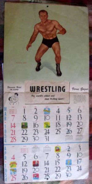 1954 WRESTLING STARS CALENDAR