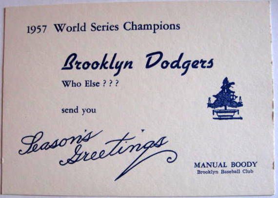 1956 BROOKLYN DODGERS SEASON'S GREETINGS CARD
