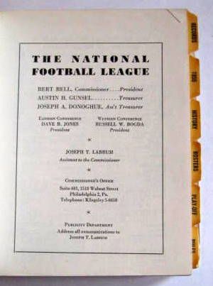 1956 NFL RECORD & RULES MANUAL - CLEVELAND BROWNS CHAMPS