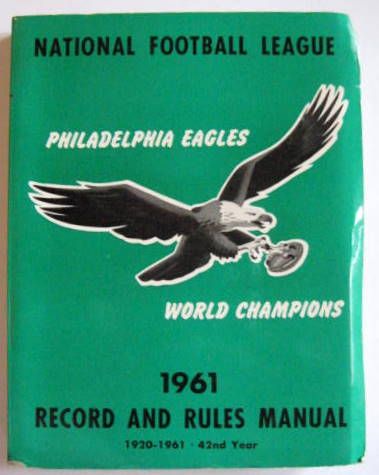 1961 NFL RECORD & RULES MANUAL- PHILADELPHIA EAGLES CHAMPS