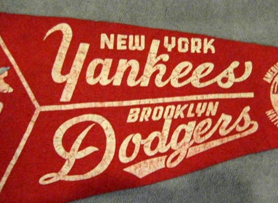 1955 WORLD SERIES PENNANT- DODGERS/YANKEES