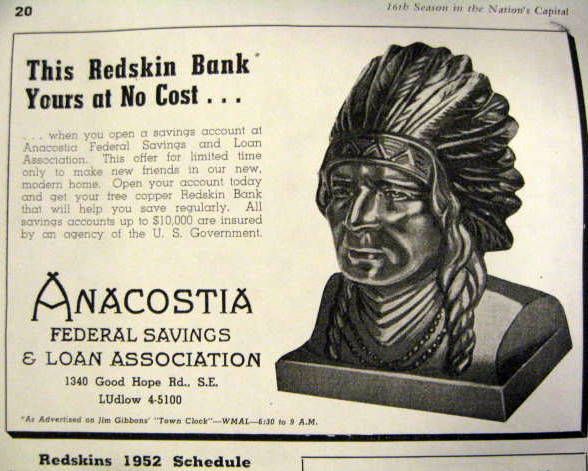50's WASHINGTON REDSKINS MASCOT BANK