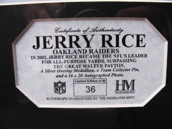 JERRY RICE # 80 SIGNED 16 X 20 LARGE PHOTO - HIGHLAND MINT