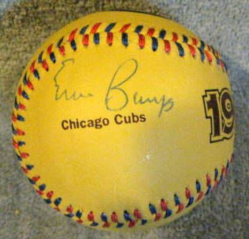 ERNIE BANKS SIGNED 1907-08 COMMEMORATIVE CHICAGO CUBS  BASEBALL w/JSA COA