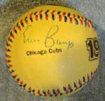 ERNIE BANKS SIGNED 1907-08 COMMEMORATIVE CHICAGO CUBS  BASEBALL w/JSA COA