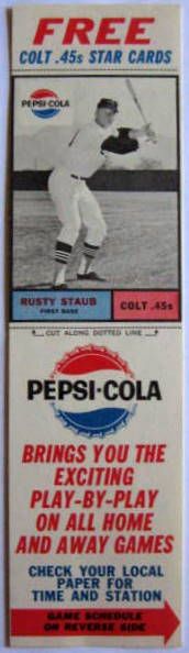 1963 HOUSTON COLT 45's STAR CARD/SCHEDULE- RUSTY STAUB