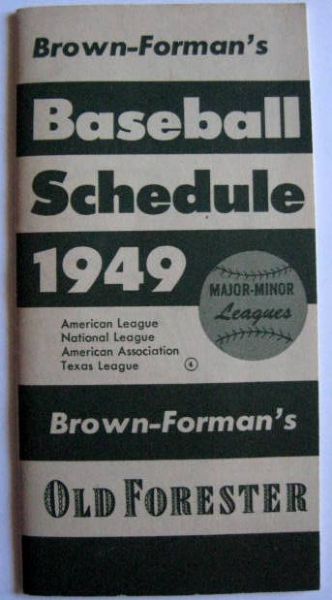1949 - 1954 BROWN-FORMAN's BASEBALL SCHEDULES