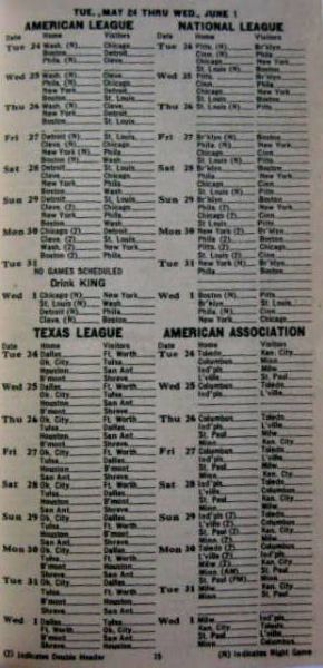 1949 - 1954 BROWN-FORMAN's BASEBALL SCHEDULES