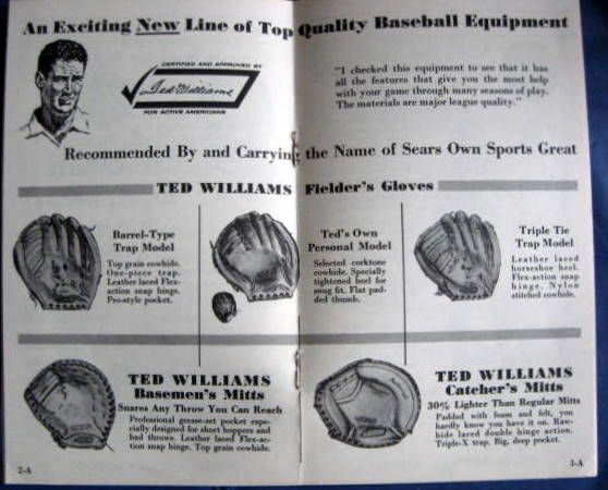 60's TED WILLIAMS BATTING TIPS SEARS BROCHURE