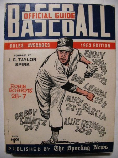 1953 BASEBALL OFFICIAL GUIDE - ROBIN ROBERTS COVER