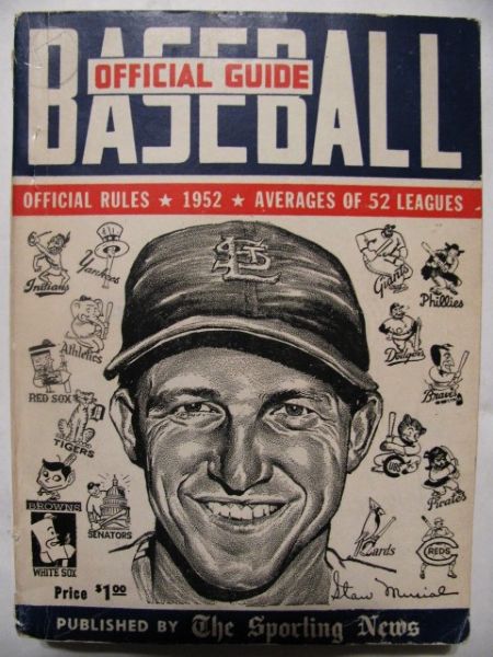 1952 BASEBALL OFFICIAL GUIDE - STAN MUSIAL COVER