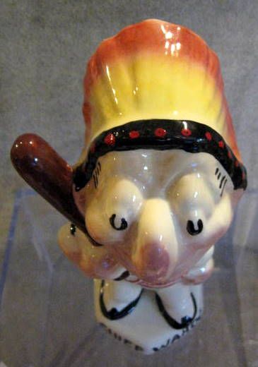 50's CLEVELAND INDIANS CHIEF WAHOO MASCOT BANK w/HEADDRESS